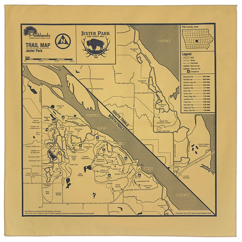 Jester County Park Trail Map Bandanna