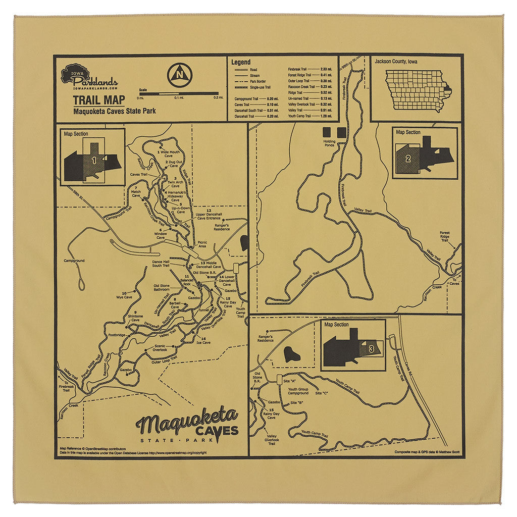 Maquoketa Caves State Park Trail Map Bandanna