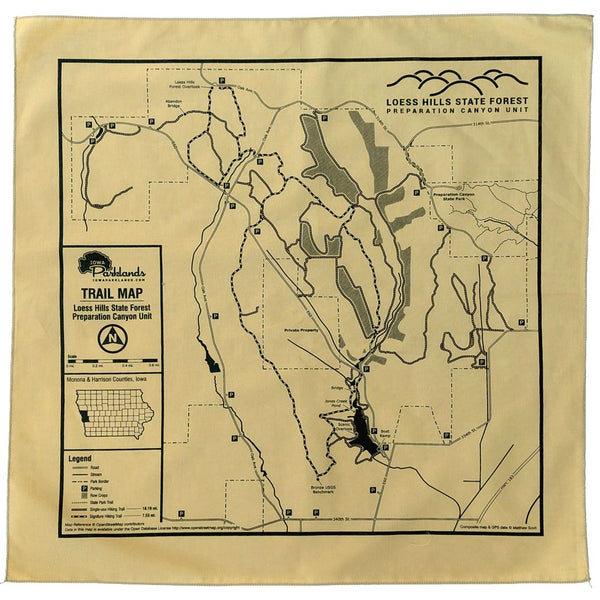 Loess Hills State Forest, Preparation Canyon Unit Trail Map Bandanna