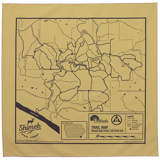 Shimek State Forest, Lick Creek Unit Trail Map Bandanna