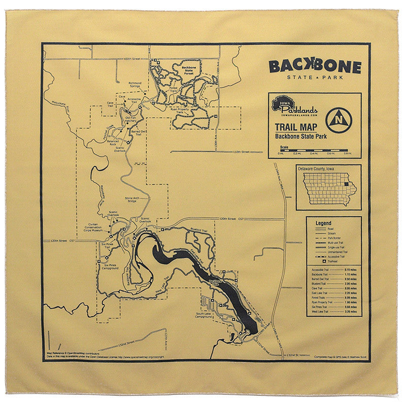Backbone State Park Trail Map Bandanna