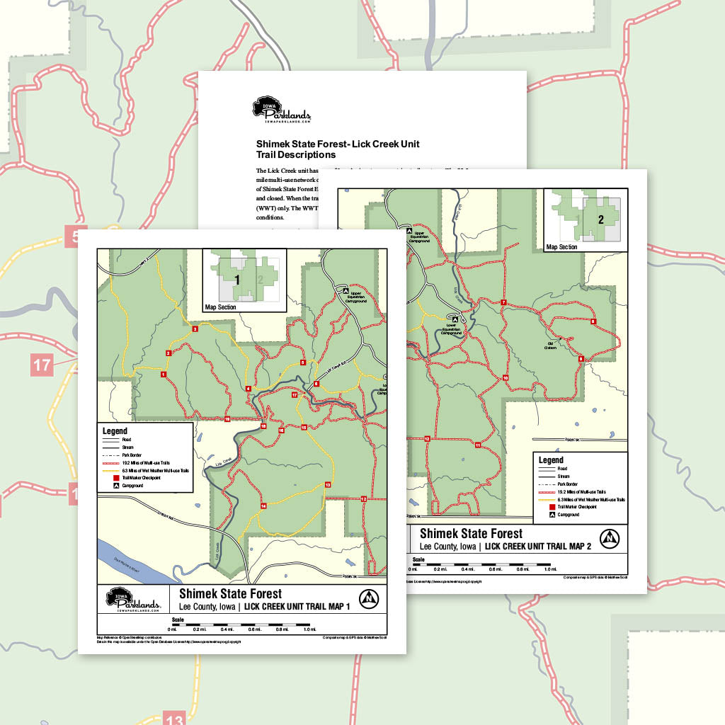 Shimek State Forest - Lick Creek Unit Trail Map Printable Download