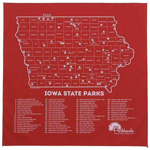 Iowa State Parks Bandanna - Red