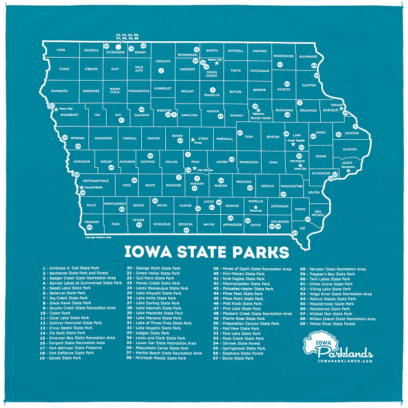 Iowa State Parks Bandanna - Teal